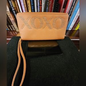 XOXO Brown Studded Wristlet Long Wallet